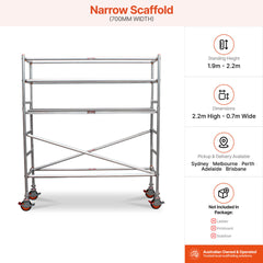 1.9m – 2.2m Narrow Aluminium Mobile Scaffold Base Tower