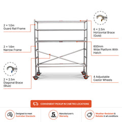 1.9m – 2.2m Narrow Aluminium Mobile Scaffold Base Tower