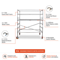 1.9m – 2.2m Wide Aluminium Mobile Scaffold Base Tower