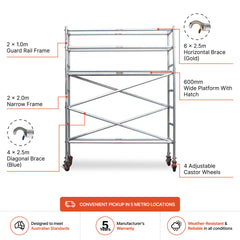 2.3m – 2.6m Narrow Aluminium Mobile Scaffold Base Tower