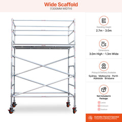 2.7m – 3.0m Wide Aluminium Mobile Scaffold Base Tower