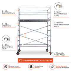 2.7m – 3.0m Wide Aluminium Mobile Scaffold Base Tower