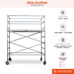 2.3m – 2.6m Wide Aluminium Mobile Scaffold Base Tower