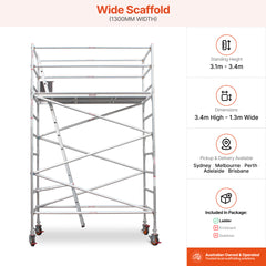 3.1m – 3.4m Wide Aluminium Mobile Scaffold Base Tower