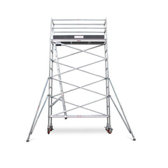 3.9m - 4.2m Narrow Aluminium Mobile Scaffold Base Tower with 2 Outriggers & Kickboards
