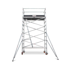 3.9m - 4.2m Wide Aluminium Mobile Scaffold Base Tower with 4 Outriggers & Kickboards