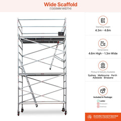 4.3m - 4.6m Wide Aluminium Mobile Scaffold Base Tower
