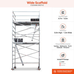 4.7m – 5.0m Wide Aluminium Mobile Scaffold Base Tower