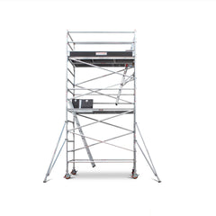 4.7m – 5.0m Wide Aluminium Mobile Scaffold Base Tower with 2 Outriggers & Kickboards