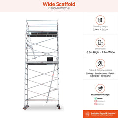 5.9m - 6.2m Wide Aluminium Mobile Scaffold Base Tower