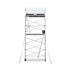 5.9m - 6.2m Narrow Aluminium Mobile Scaffold Base Tower with 4 Outriggers & Kickboards