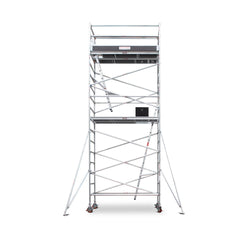 5.9m - 6.2m Wide Aluminium Mobile Scaffold Base Tower with 2 Outriggers & Kickboards