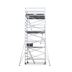 6.3m - 6.6m Wide Aluminium Mobile Scaffold Base Tower with 2 Outriggers & Kickboards