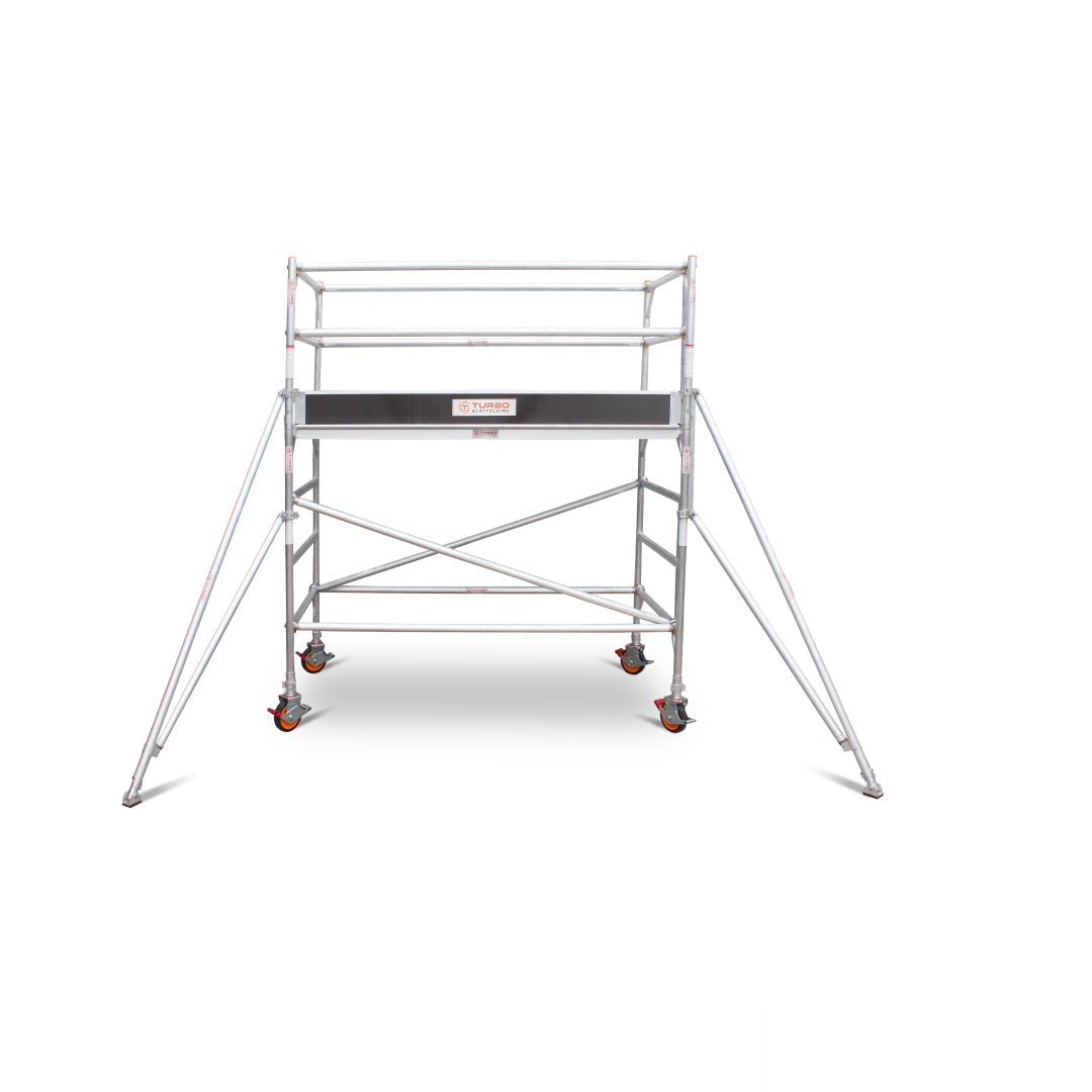 1.9m – 2.2m Wide Aluminium Mobile Scaffold Base Tower with 4 Outriggers & Kickboards