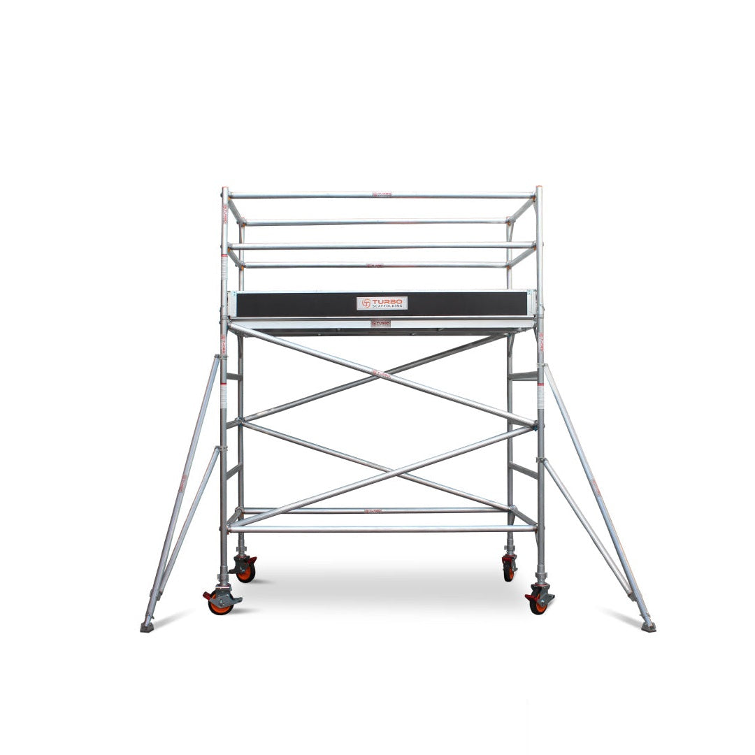 2.3m – 2.6m Wide Aluminium Mobile Scaffold Base Tower with 4 Outriggers & Kickboards