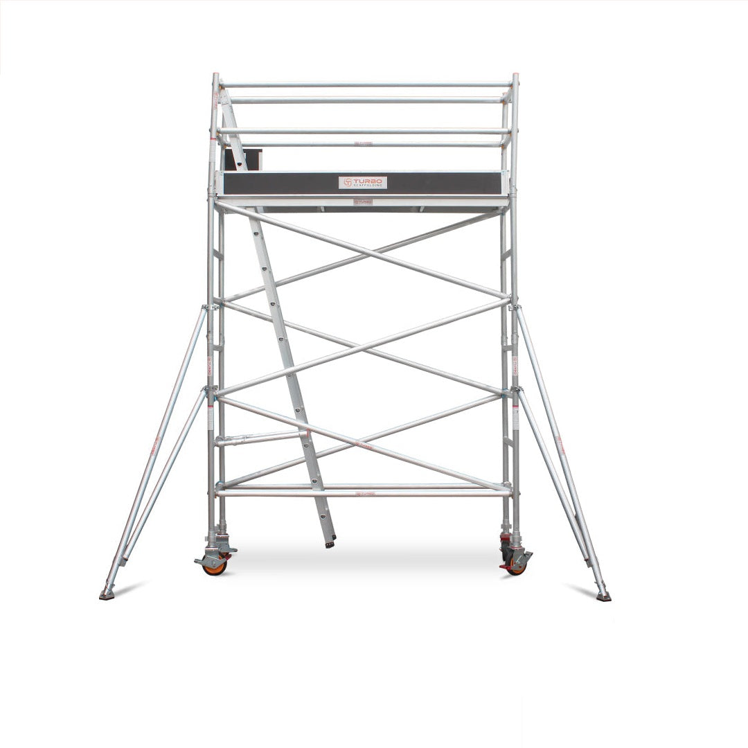 3.1m – 3.4m Narrow Aluminium Mobile Scaffold Base Tower with 2 Outriggers & Kickboards