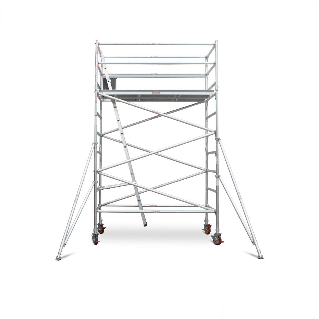 3.1m – 3.4m Wide Aluminium Mobile Scaffold Base Tower with 4 Outriggers & Kickboards