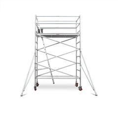 3.1m – 3.4m Wide Aluminium Mobile Scaffold Base Tower with 4 Outriggers & Kickboards