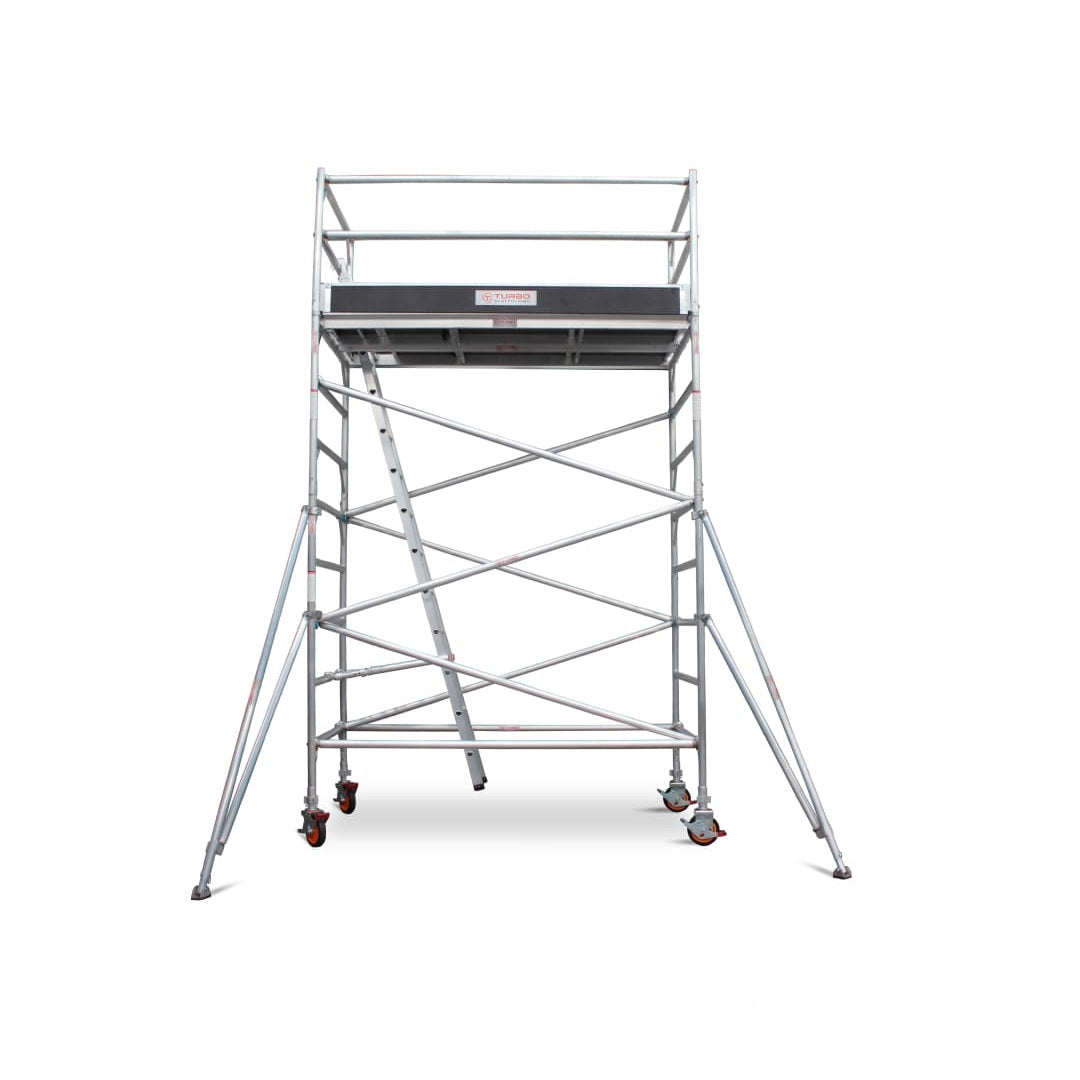 3.5m – 3.8m Wide Aluminium Mobile Scaffold Base Tower with 2 Outriggers & Kickboards
