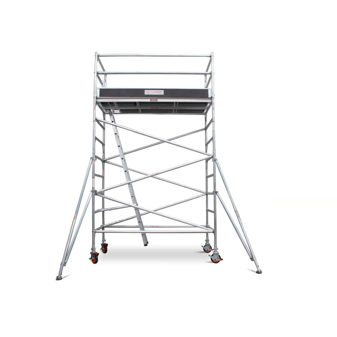 3.5m – 3.8m Wide Aluminium Mobile Scaffold Base Tower with 4 Outriggers & Kickboards