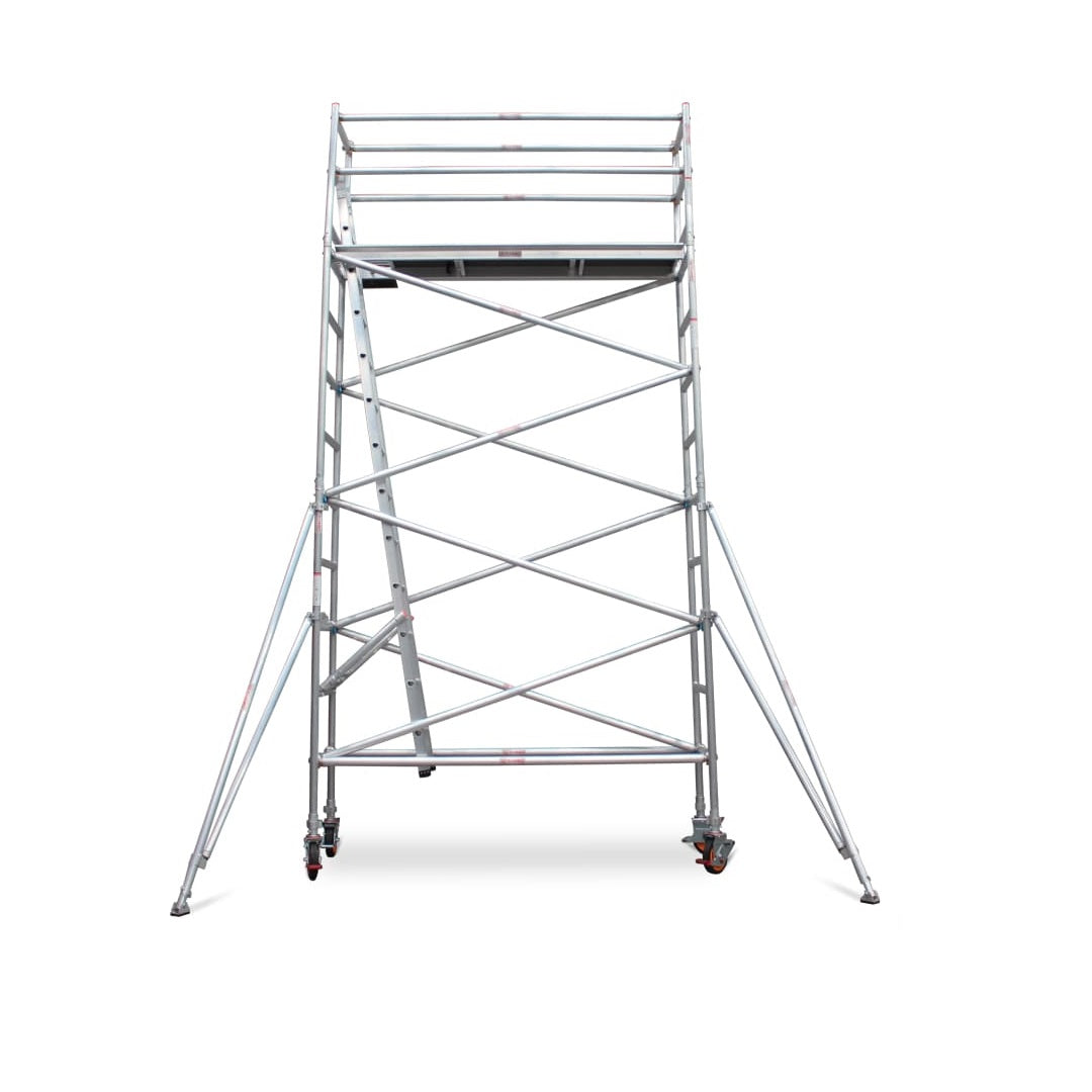 3.9m - 4.2m Narrow Aluminium Mobile Scaffold Base Tower with 2 Outriggers