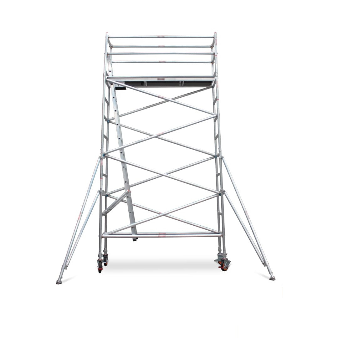 3.9m - 4.2m Narrow Aluminium Mobile Scaffold Base Tower with 4 Outriggers