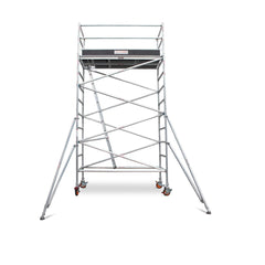 3.9m - 4.2m Wide Aluminium Mobile Scaffold Base Tower with 2 Outriggers & Kickboards