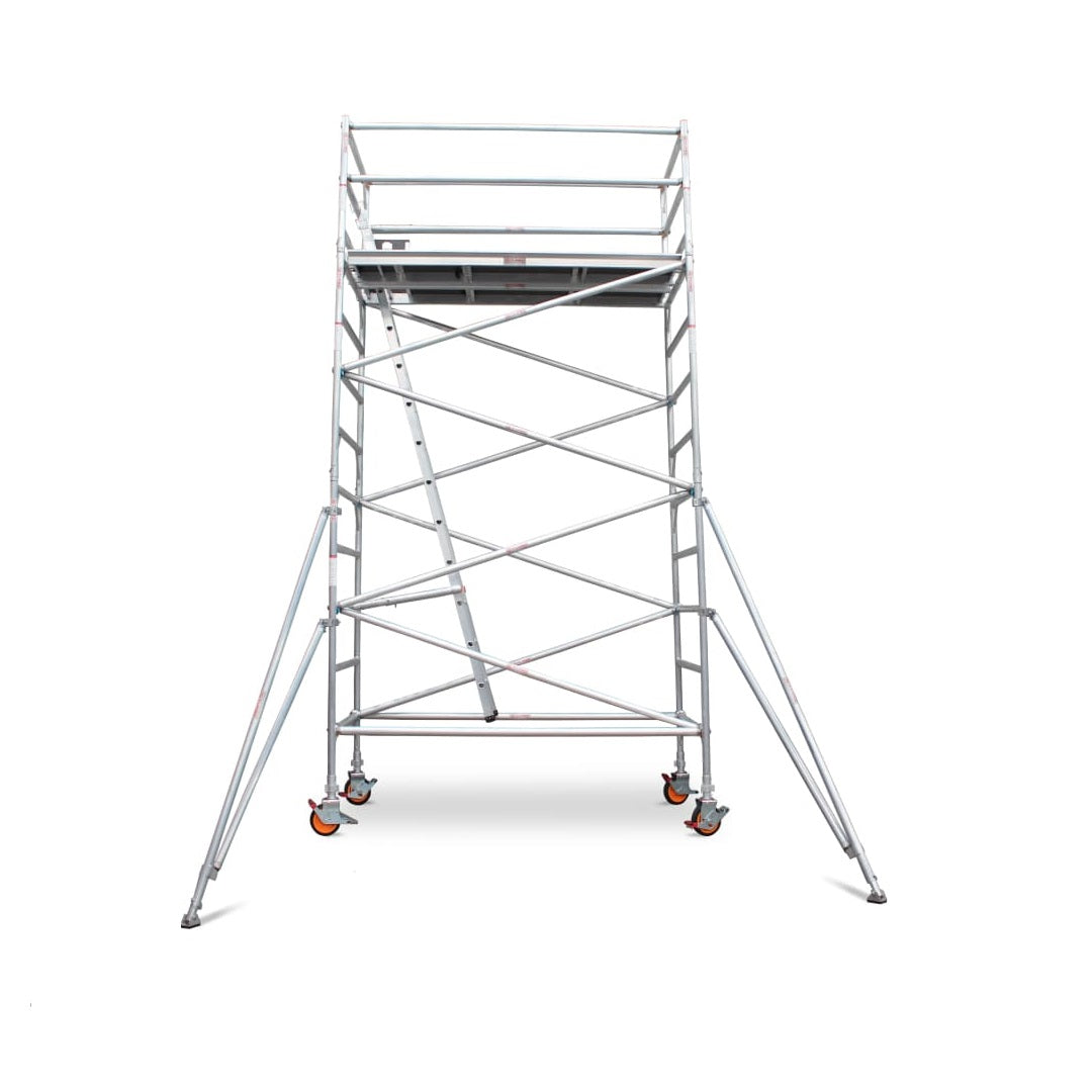 3.9m - 4.2m Wide Aluminium Mobile Scaffold Base Tower with 2 Outriggers