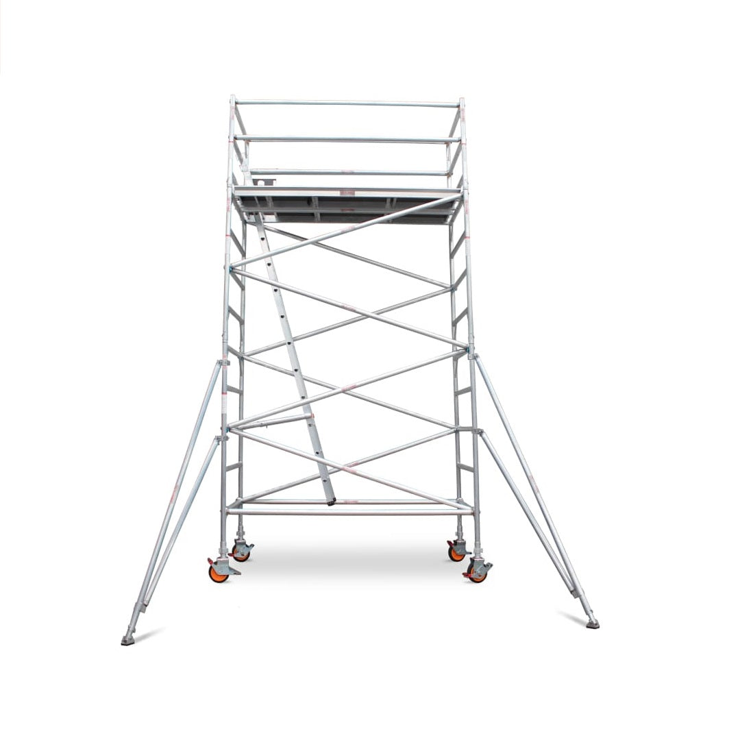 3.9m - 4.2m Wide Aluminium Mobile Scaffold Base Tower with 4 Outriggers