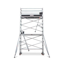 4.3m - 4.6m Narrow Aluminium Mobile Scaffold Base Tower with 2 Outriggers & Kickboards