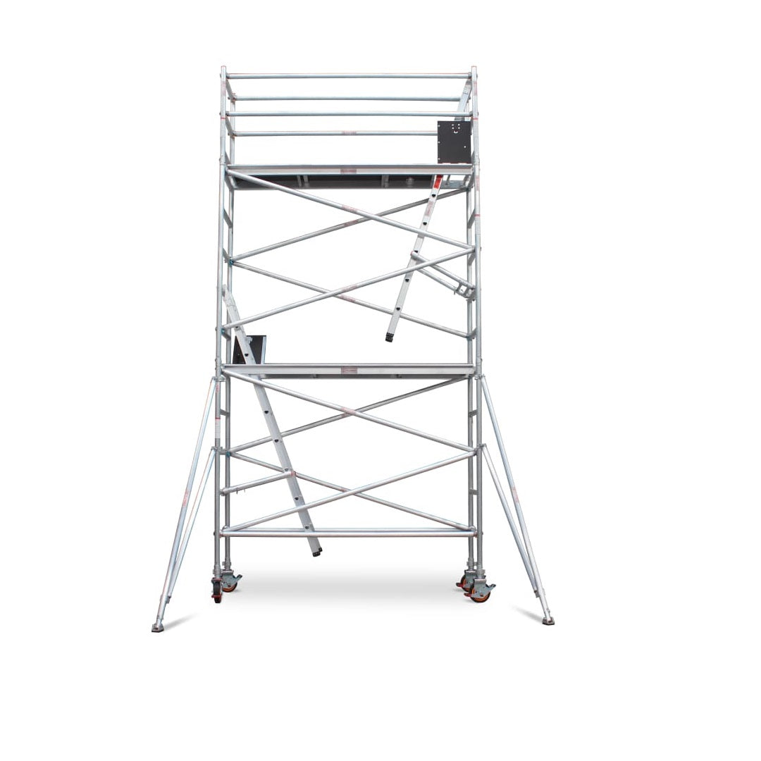 4.3m - 4.6m Narrow Aluminium Mobile Scaffold Base Tower with 2 Outriggers