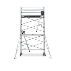 4.3m - 4.6m Narrow Aluminium Mobile Scaffold Base Tower with 2 Outriggers