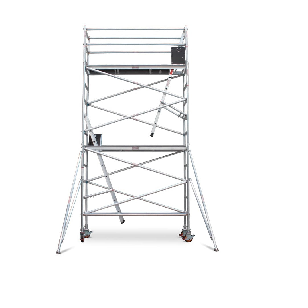 4.3m - 4.6m Narrow Aluminium Mobile Scaffold Base Tower with 4 Outriggers