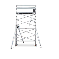 4.3m - 4.6m Narrow Aluminium Mobile Scaffold Base Tower with 4 Outriggers