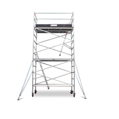 4.3m - 4.6m Wide Aluminium Mobile Scaffold Base Tower with 2 Outriggers & Kickboards