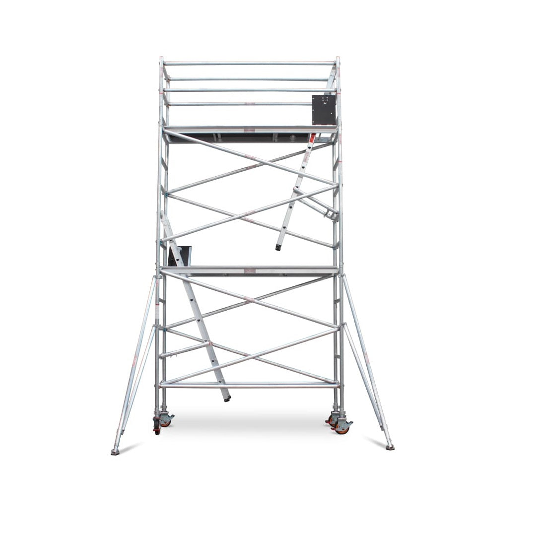 4.3m - 4.6m Wide Aluminium Mobile Scaffold Base Tower with 2 Outriggers