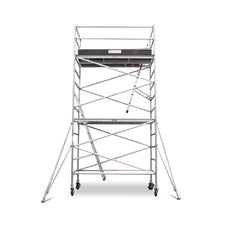4.3m - 4.6m Wide Aluminium Mobile Scaffold Base Tower with 4 Outriggers & Kickboards