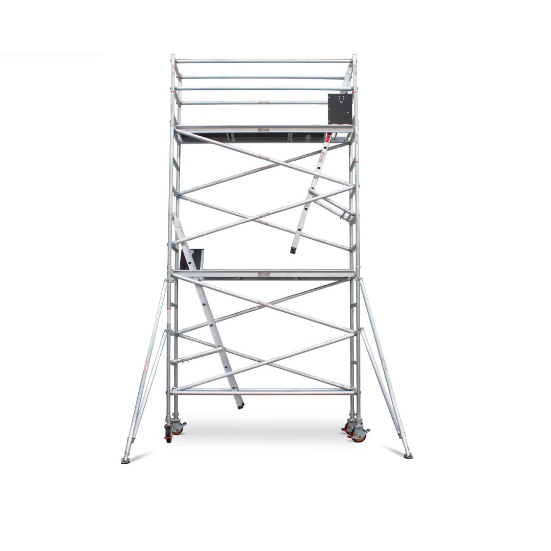 4.3m - 4.6m Wide Aluminium Mobile Scaffold Base Tower with 4 Outriggers