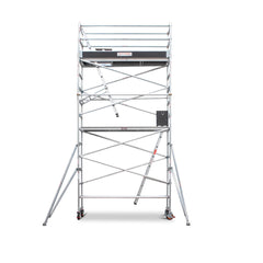 4.7m – 5.0m Narrow Aluminium Mobile Scaffold Base Tower with 4 Outriggers & Kickboards