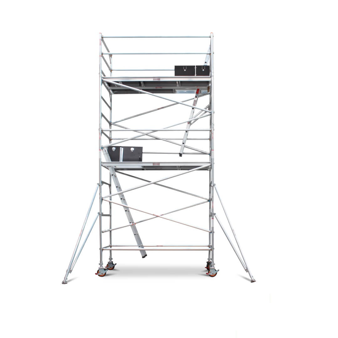 4.7m – 5.0m Wide Aluminium Mobile Scaffold Base Tower with 2 Outriggers