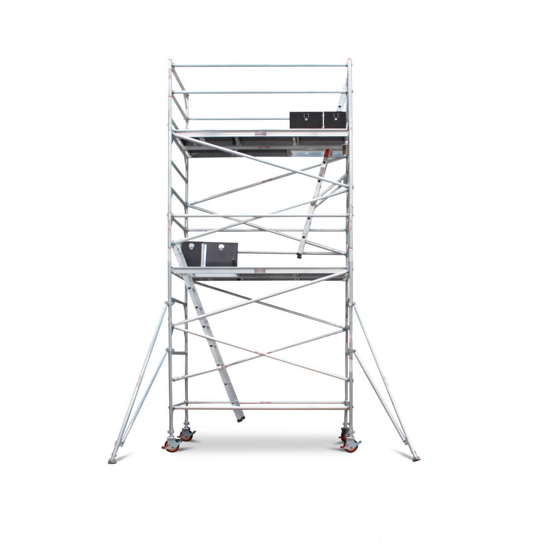 4.7m – 5.0m Wide Aluminium Mobile Scaffold Base Tower with 4 Outriggers