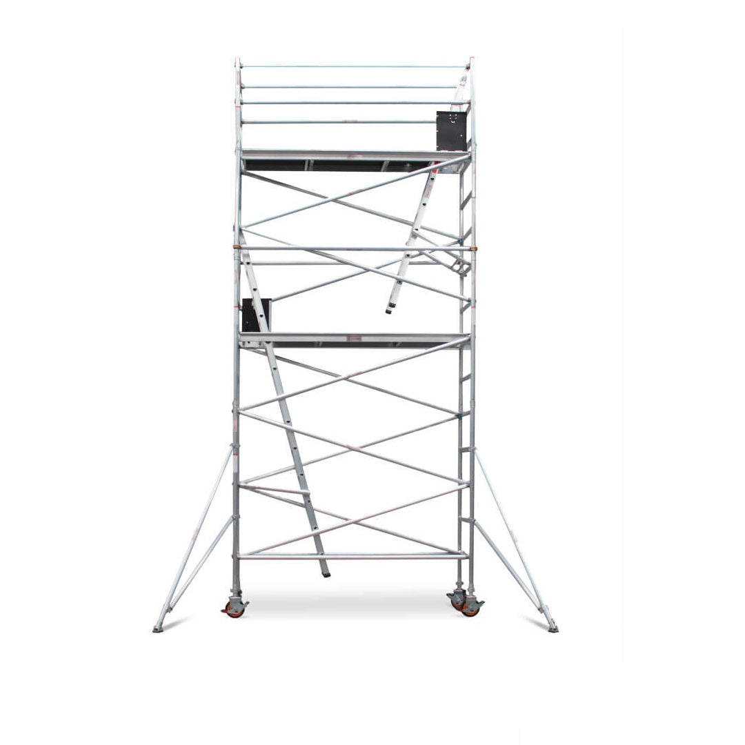5.1m – 5.4m Narrow Aluminium Mobile Scaffold Base Tower with 4 Outriggers