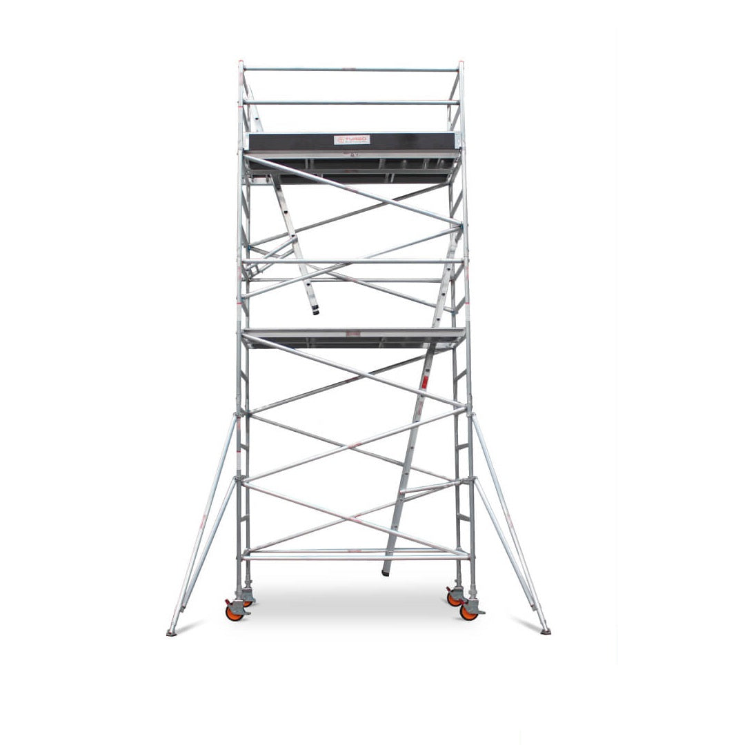 5.1m – 5.4m Wide Aluminium Mobile Scaffold Base Tower with 2 Outriggers & Kickboards