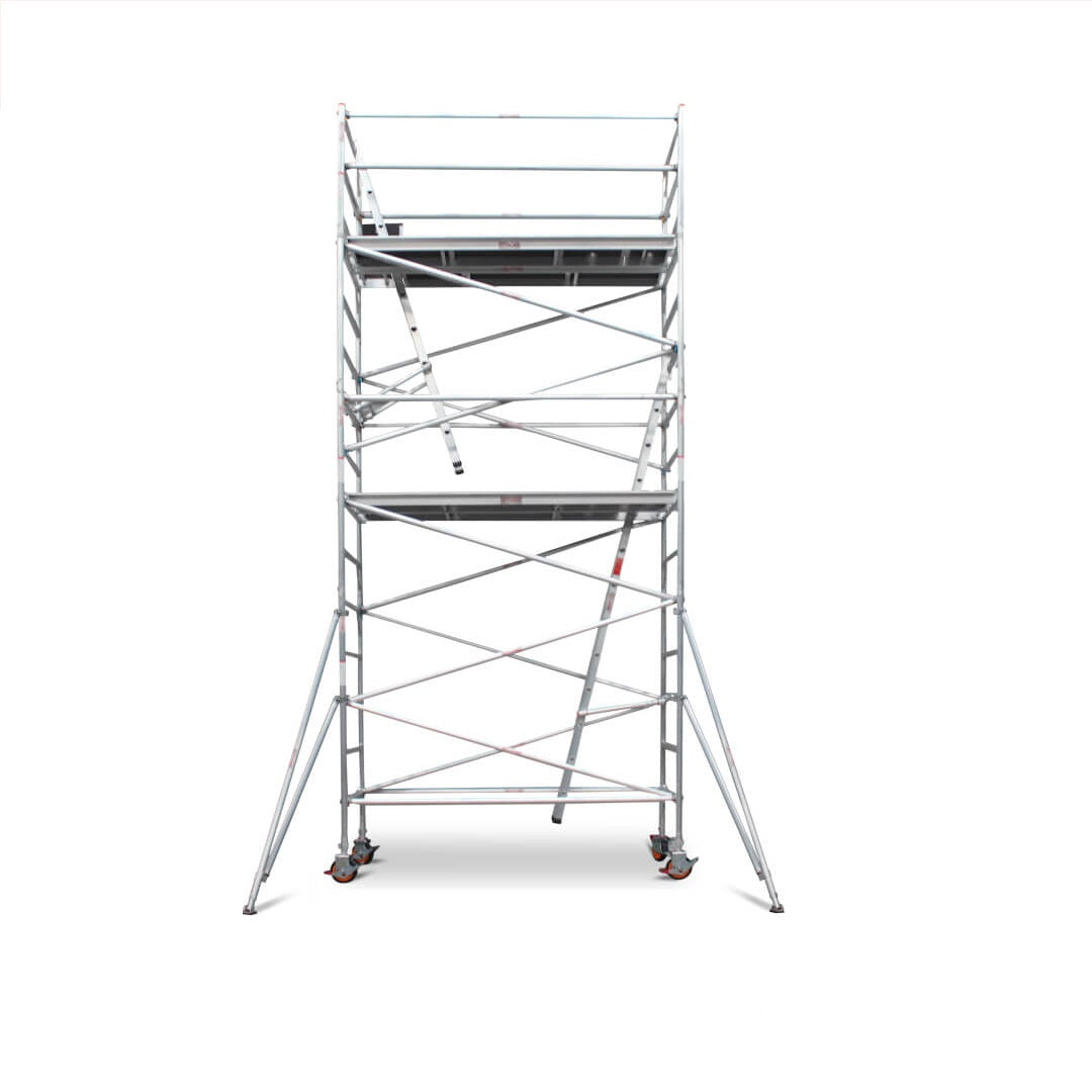5.1m – 5.4m Wide Aluminium Mobile Scaffold Base Tower with 4 Outriggers