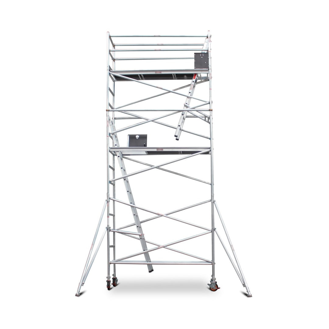 5.5m - 5.8m Narrow Aluminium Mobile Scaffold Base Tower with 4 Outriggers