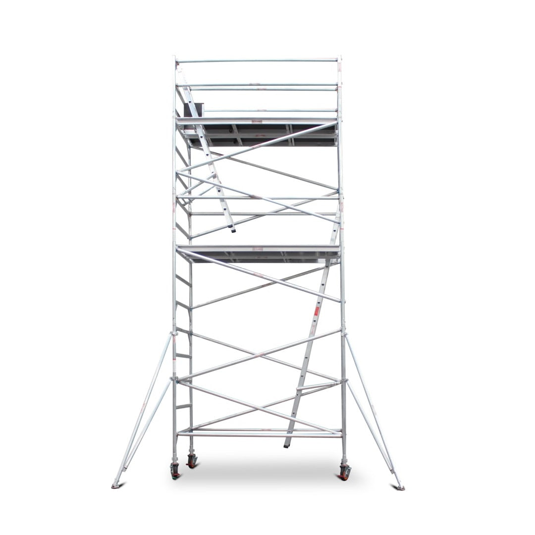 5.5m - 5.8m Wide Aluminium Mobile Scaffold Base Tower with 2 Outriggers