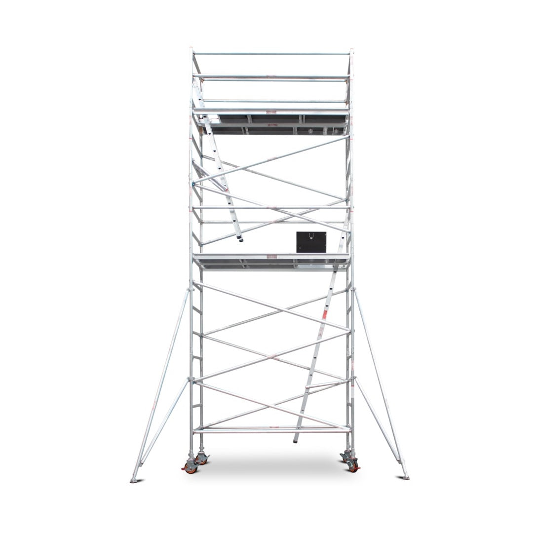 5.9m - 6.2m Wide Aluminium Mobile Scaffold Base Tower with 2 Outriggers