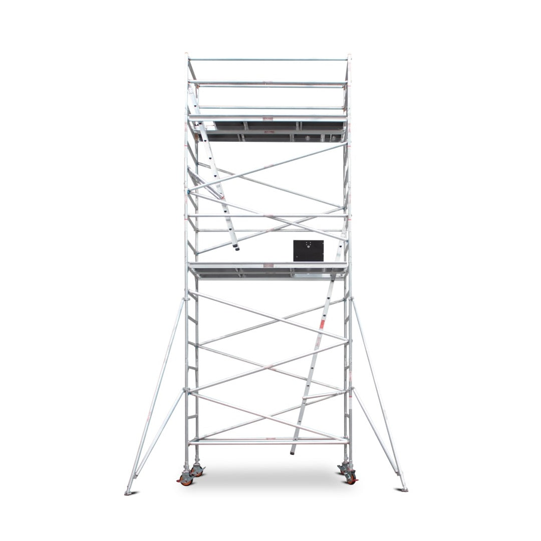 5.9m - 6.2m Wide Aluminium Mobile Scaffold Base Tower with 4 Outriggers