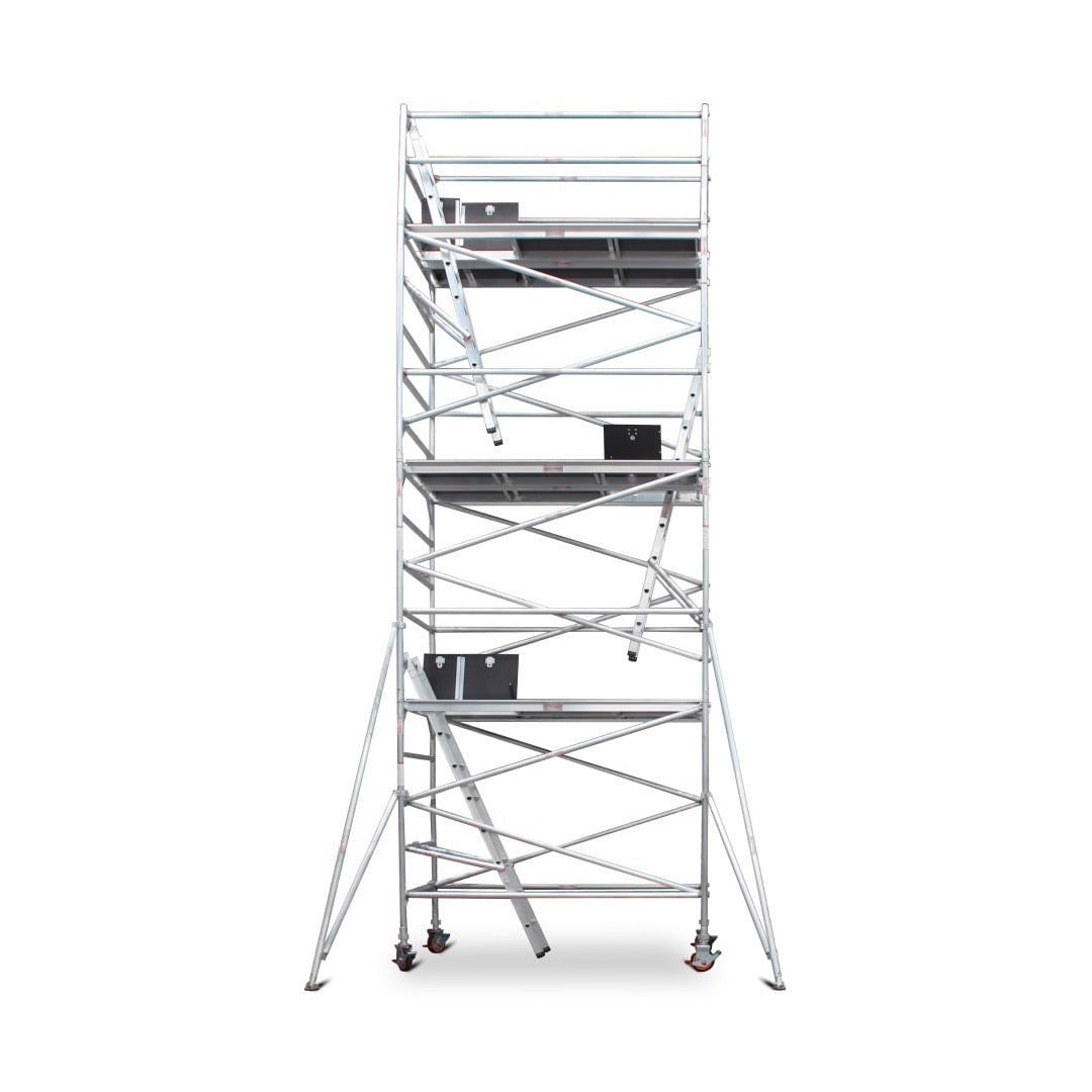 6.3m - 6.6m Wide Aluminium Mobile Scaffold Base Tower with 2 Outriggers