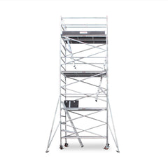 6.3m - 6.6m Wide Aluminium Mobile Scaffold Base Tower with 4 Outriggers & Kickboards